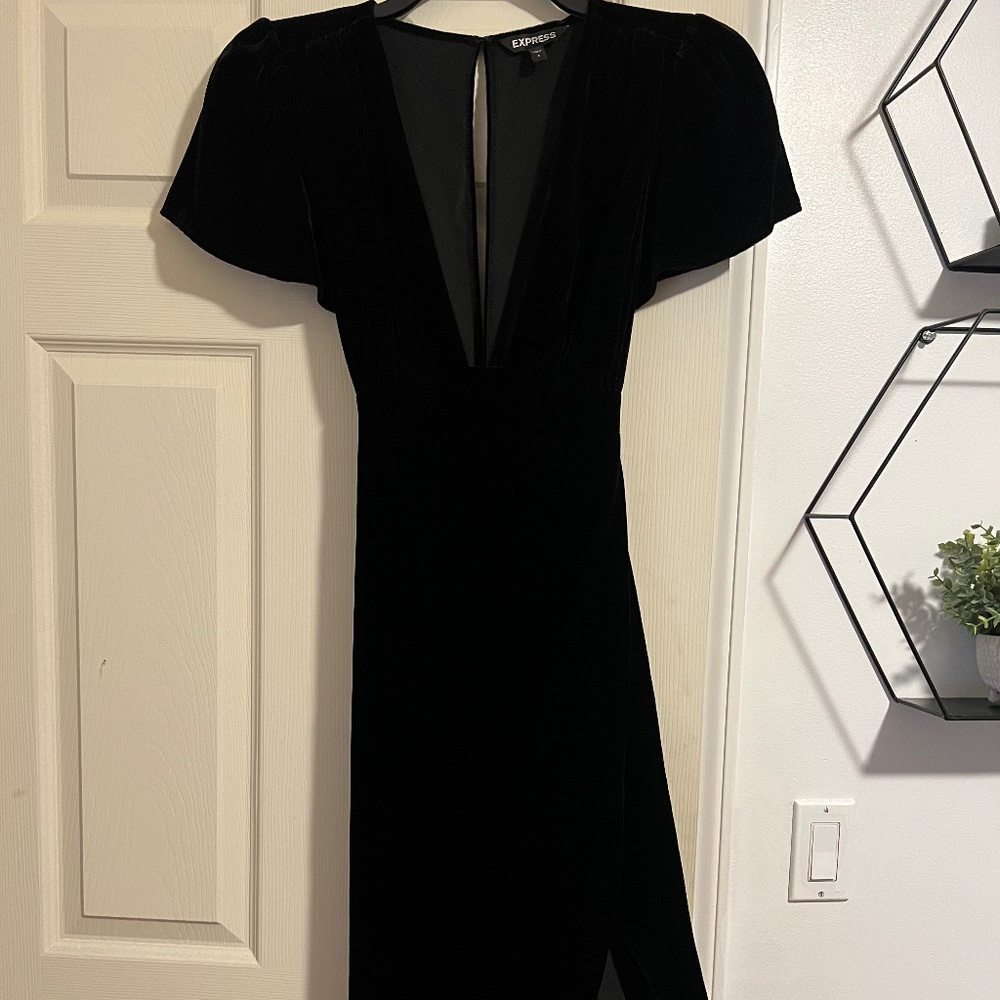 Express Deep V-neck Velvet Dress